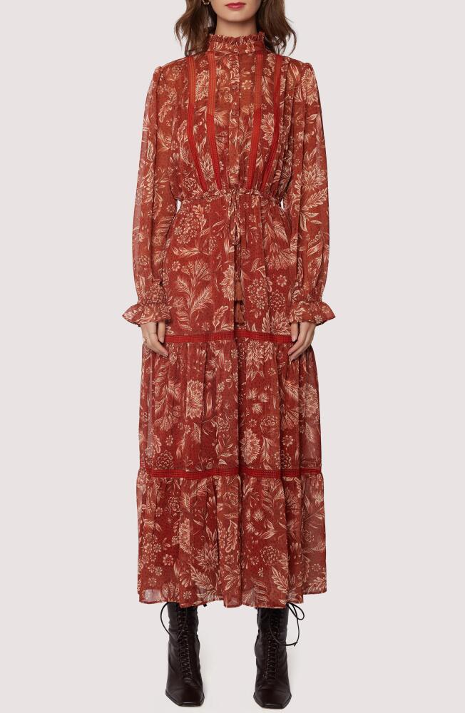 Lost + Wander Florencia Floral Print Long Sleeve Maxi Dress in Rust Floral Cover