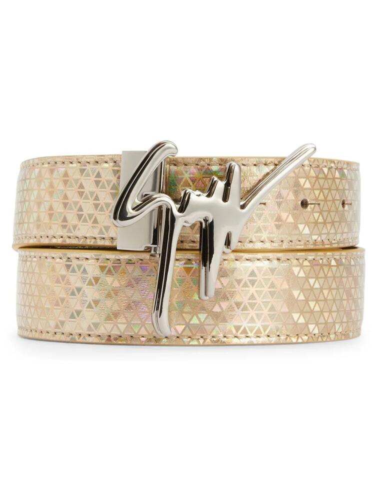 Giuseppe Zanotti logo-buckle holographic belt - Gold Cover