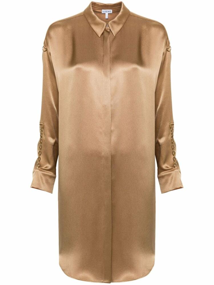 LOEWE chain-link silk midi shirtdress - Gold Cover