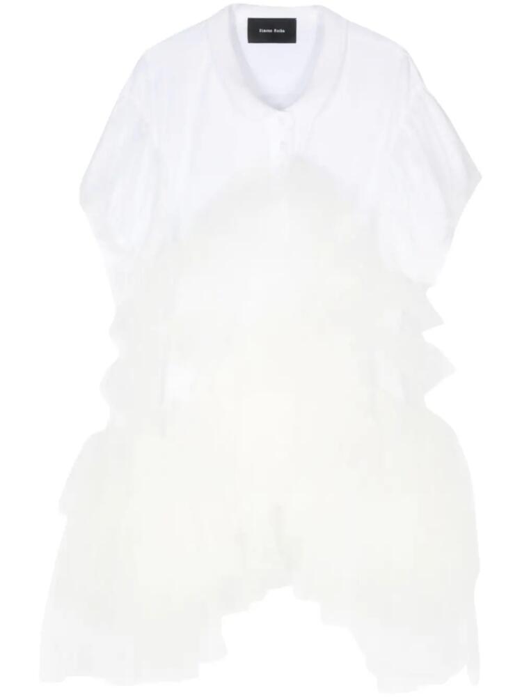 Simone Rocha puff-sleeve tulle polo shirt - White Cover