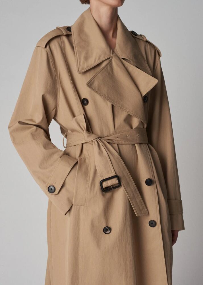 Oversized Trench in Cotton Twill in Beige Cover