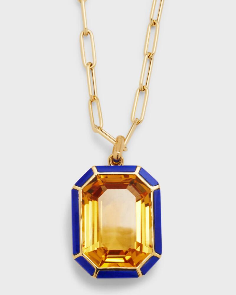 Goshwara 18k Gold Paperclip Chain Necklace with Emerald-Cut Citrine Pendant Cover