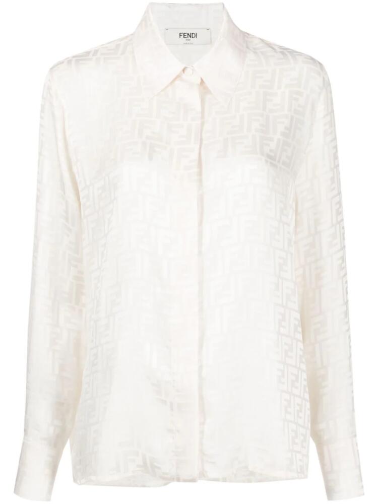 FENDI FF-jacquard silk shirt - Neutrals Cover