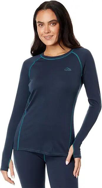 L.L.Bean Cresta Midweight 250 Crew Top (Carbon Navy) Women's Clothing Cover