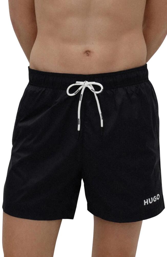 BOSS Haiti Recycled Polyamide Swim Trunks in Black Cover