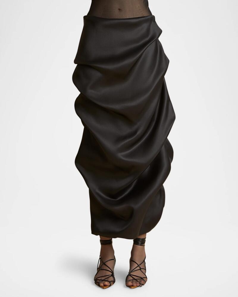 Khaite Olula Draped Silk Maxi Skirt Cover