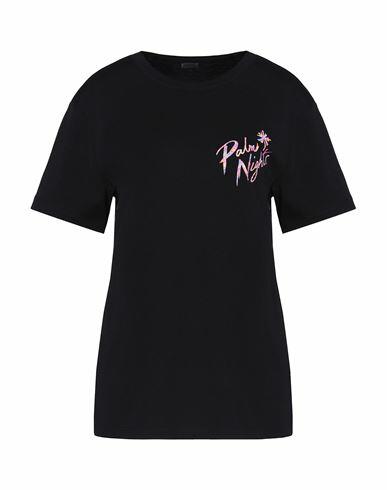 8 By Yoox Printed Cotton T-shirt Woman T-shirt Black Cotton Cover