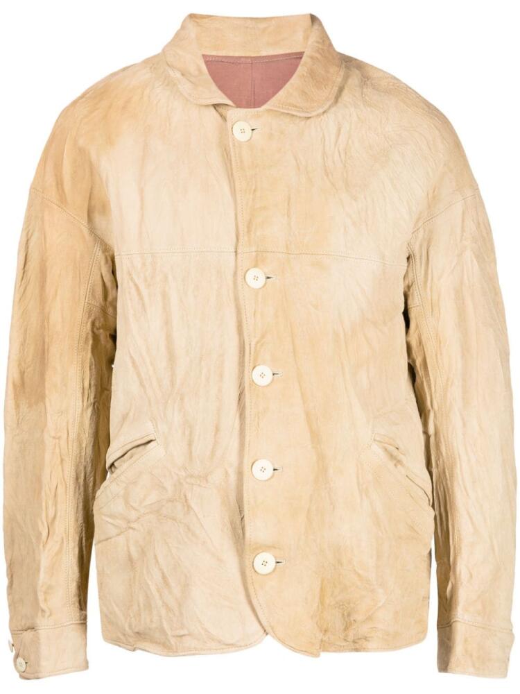 visvim crinkle-finish leather jacket - Neutrals Cover