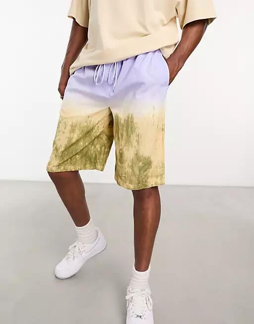 COLLUSION linen tie dye beach shorts in multi Cover