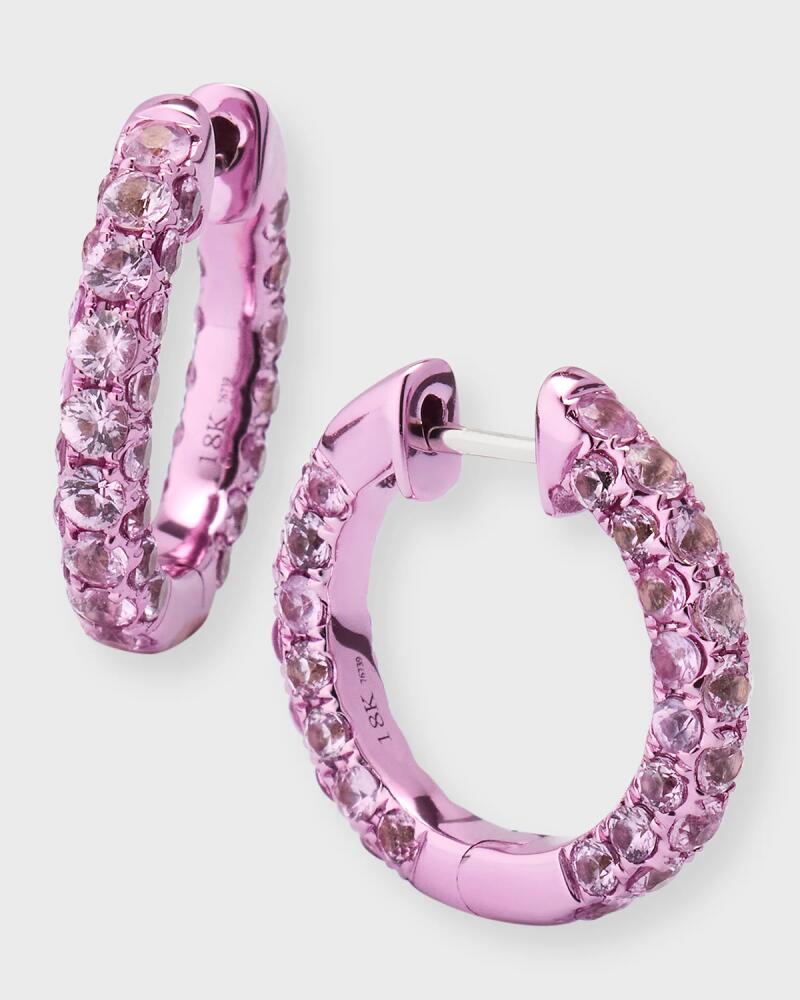 Graziela Gems 18K Gold Pink Sapphire Small Hoop Earrings Cover