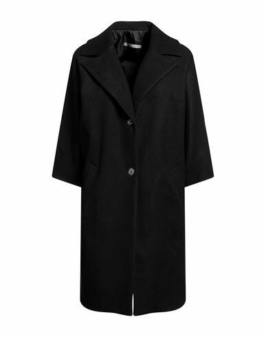 Biancoghiaccio Woman Coat Black Acrylic, Polyester, Wool Cover