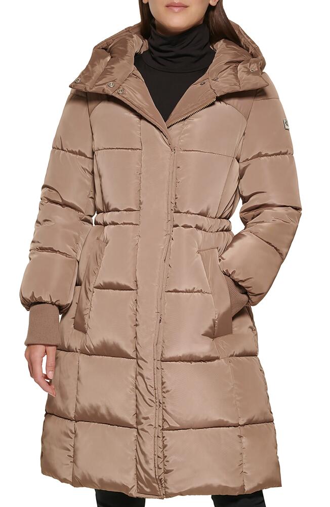 Kenneth Cole New York Memory 3/4 Length Puffer Jacket in Truffle Chc Cover