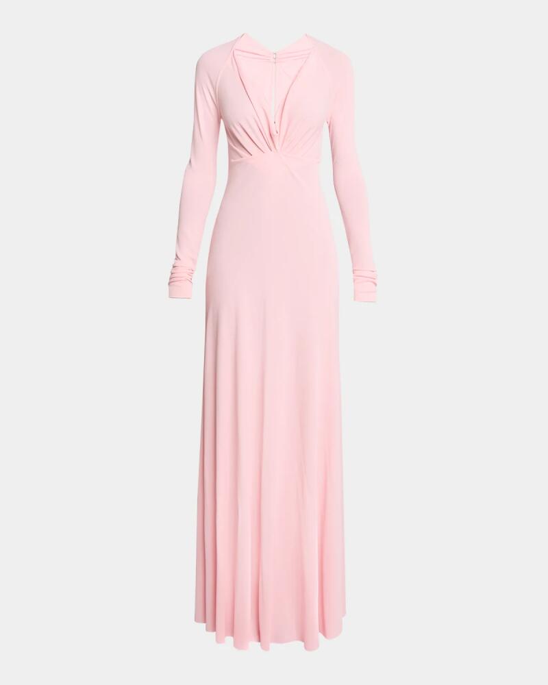 Victoria Beckham Cowl-Neck Long-Sleeve Jersey Gown Cover