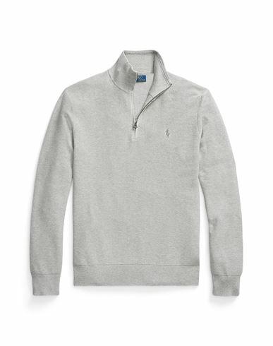 Polo Ralph Lauren Mesh-knit Cotton Quarter-zip Sweater Man Turtleneck Light grey Cotton Cover