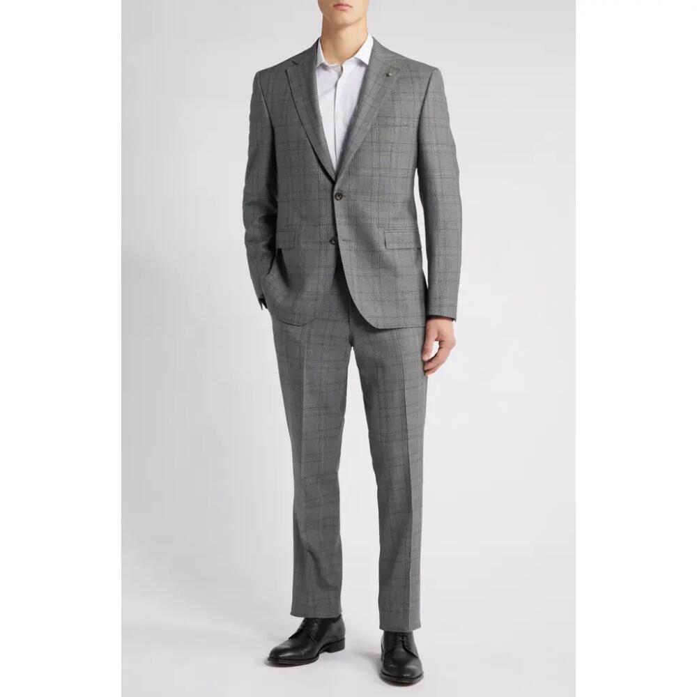 Jack Victor Esprit Contemporary Fit Plaid Wool Suit in Mid Grey Cover