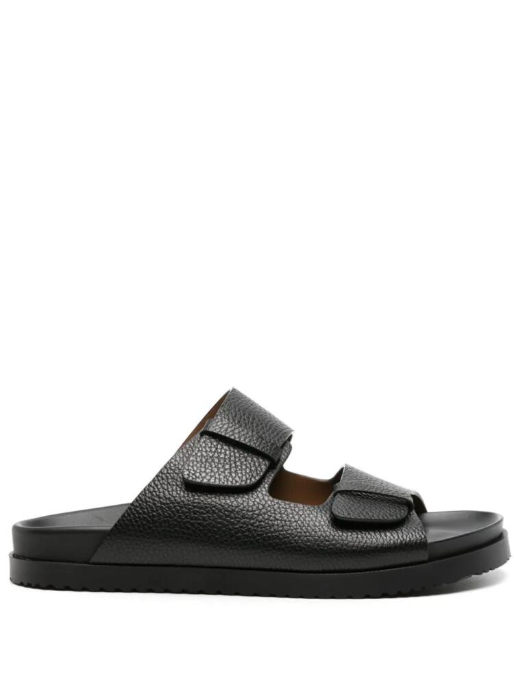 Doucal's round-toe leather slides - Black Cover