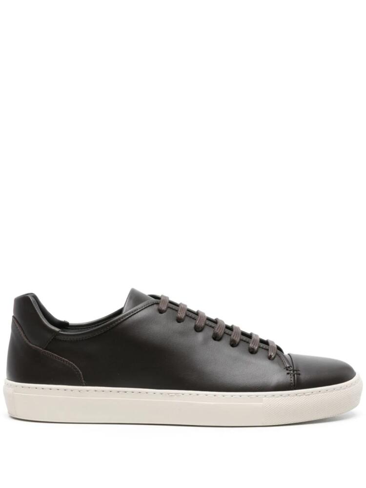 Corneliani low-top smooth leather sneakers - Brown Cover