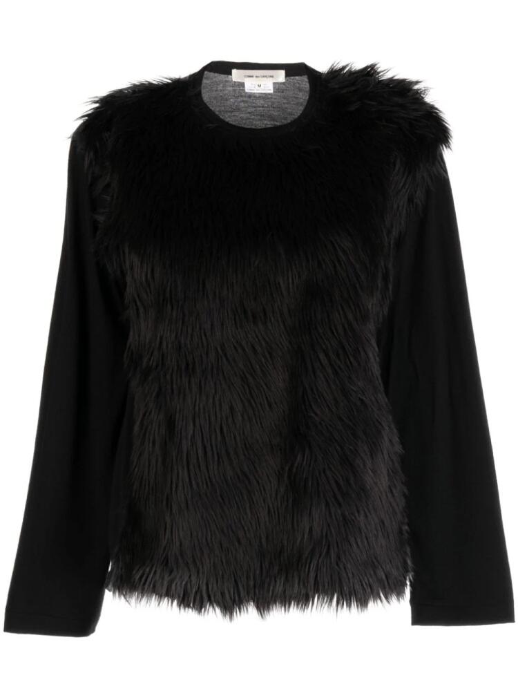 Comme Des Garçons fur-detailing long-sleeve T-shirt - Black Cover