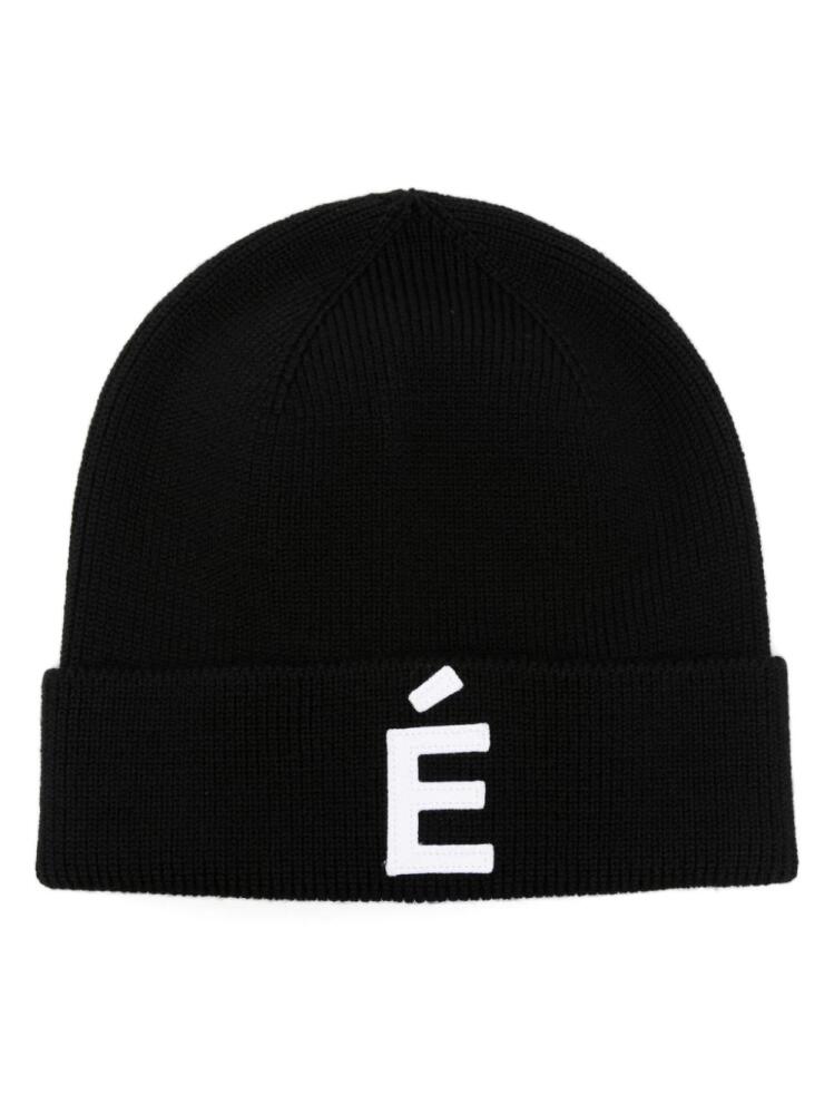 Etudes logo-patch wool beanie - Black Cover