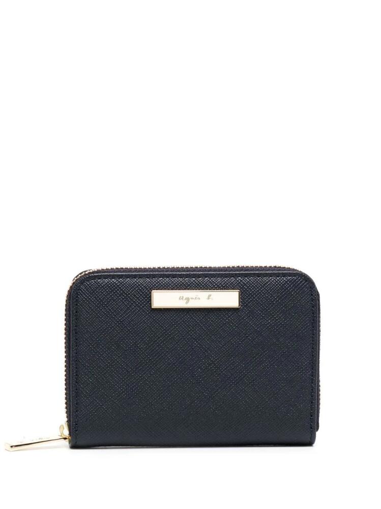 agnès b. logo-plaque leather wallet - Blue Cover