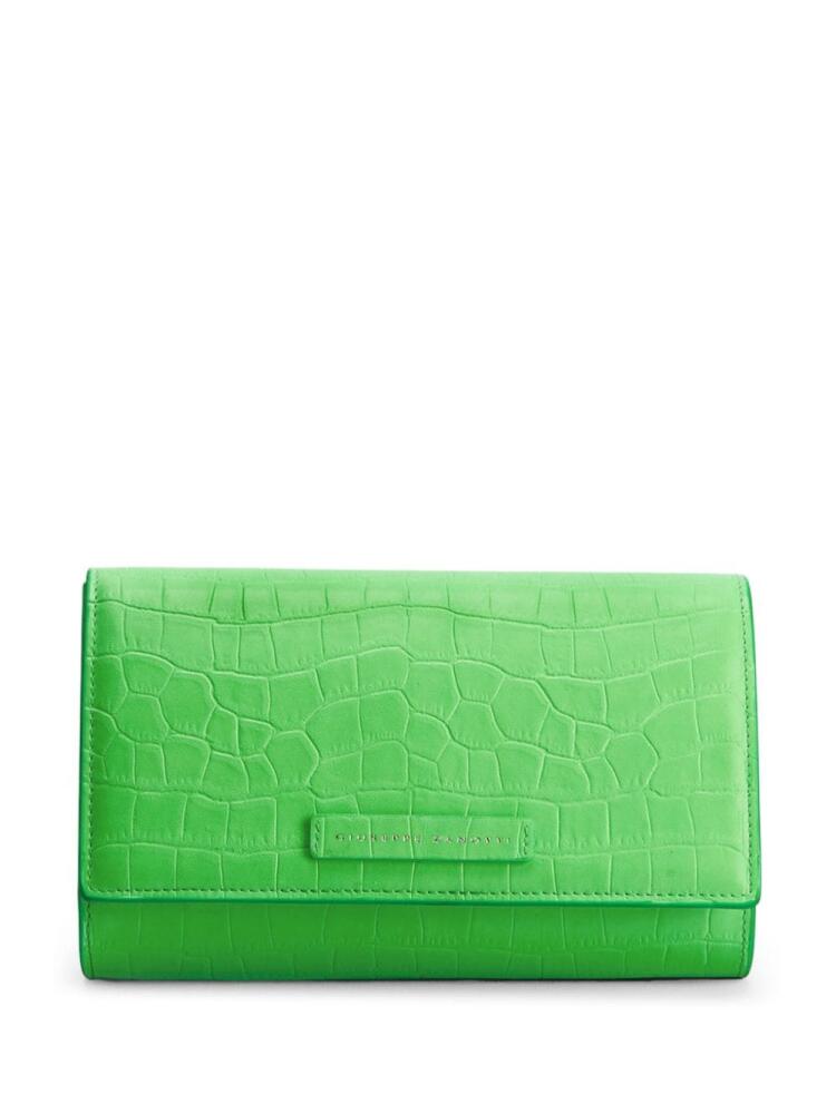 Giuseppe Zanotti embossed-crocodile clutch bag - Green Cover