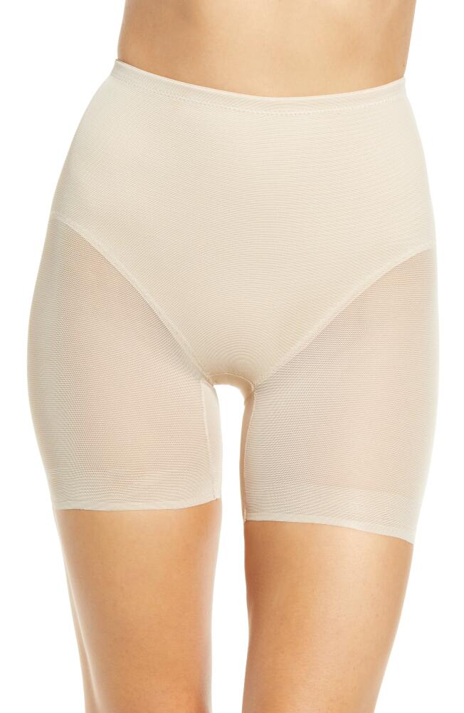 Miraclesuit Sexy Sheer Rear Lift Shaping Bike Shorts in Warm Beige Cover