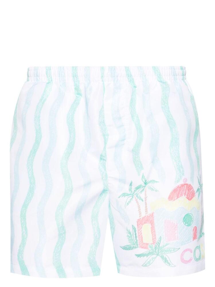 Casablanca Memphis-print swim shorts - White Cover