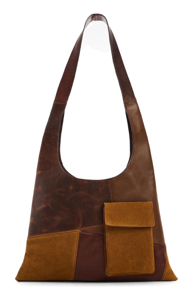 MANGO Cami Patchwork Leather Shoulder Bag in Brown Cover