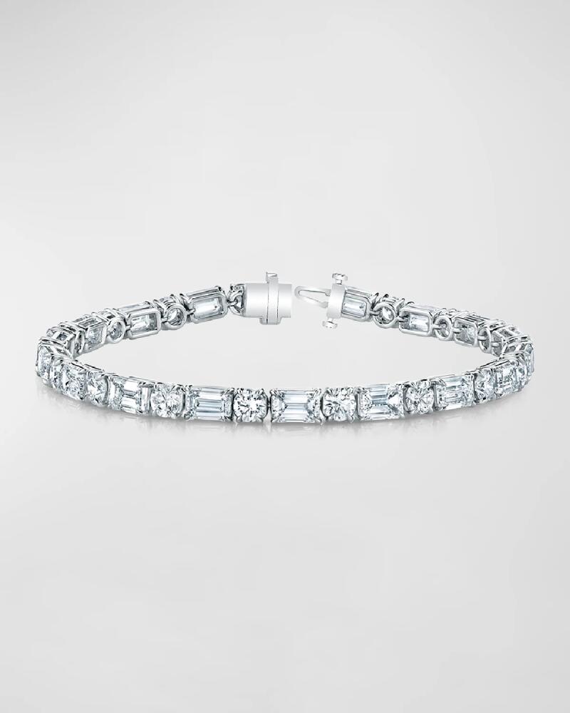 Neiman Marcus Diamonds Platinum East-West Alternating Prong-Set Diamond Bracelet, 12.60tcw, 7"L Cover