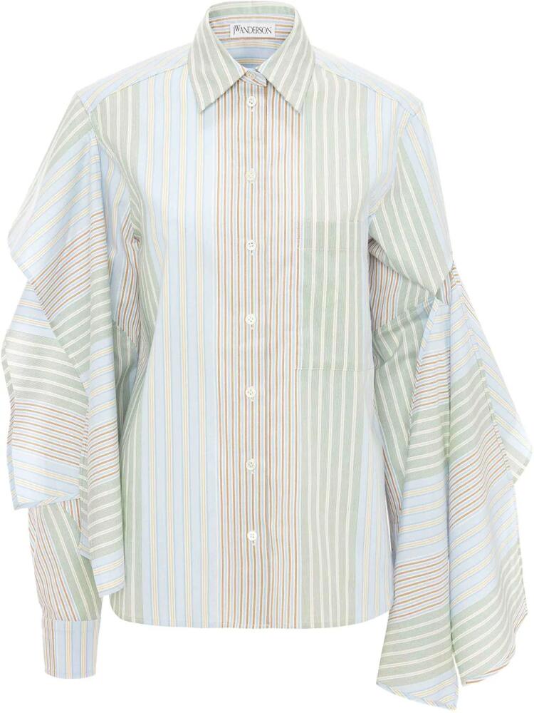 JW Anderson draped-sleeve cotton shirt - Green Cover