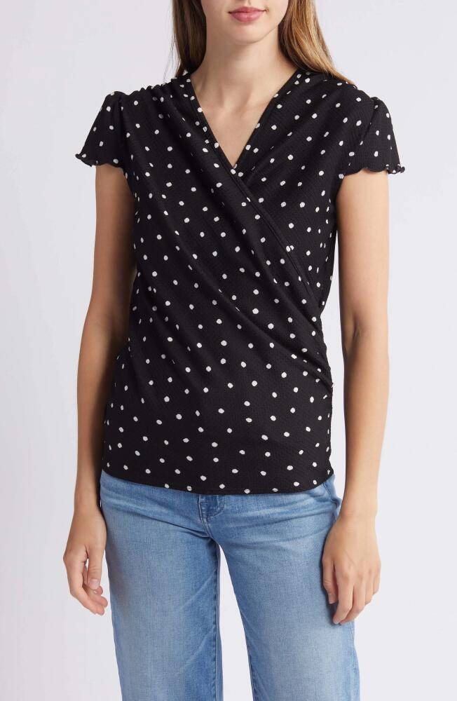 Loveappella Polka Dot Faux Wrap T-Shirt in Black Cover