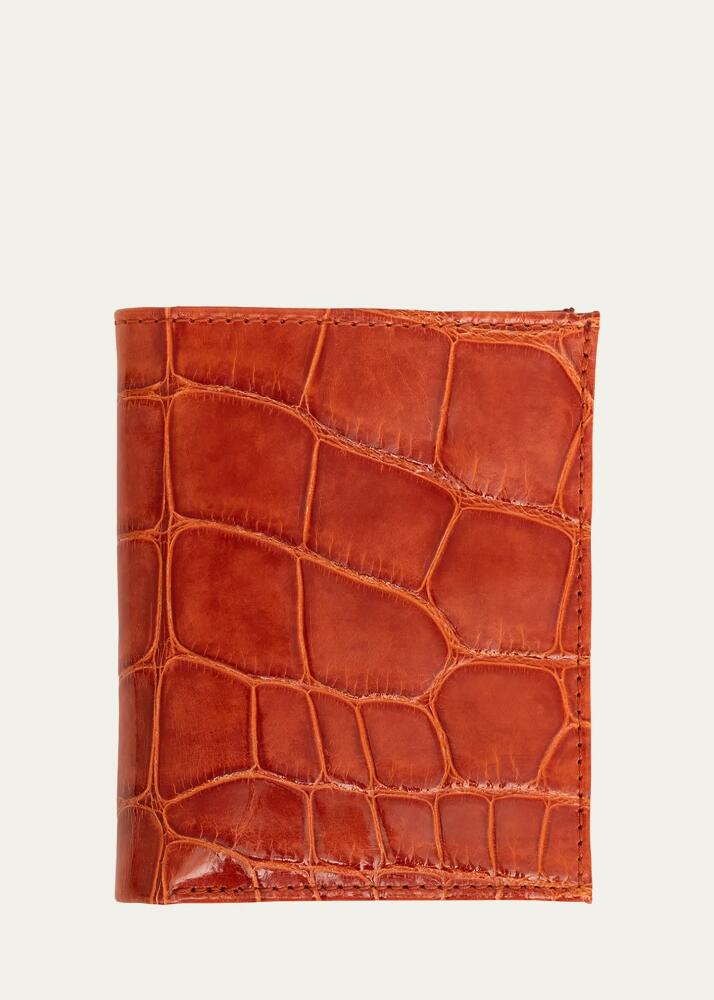 Abas Men's Glazed Alligator Leather Bifold Wallet Cover