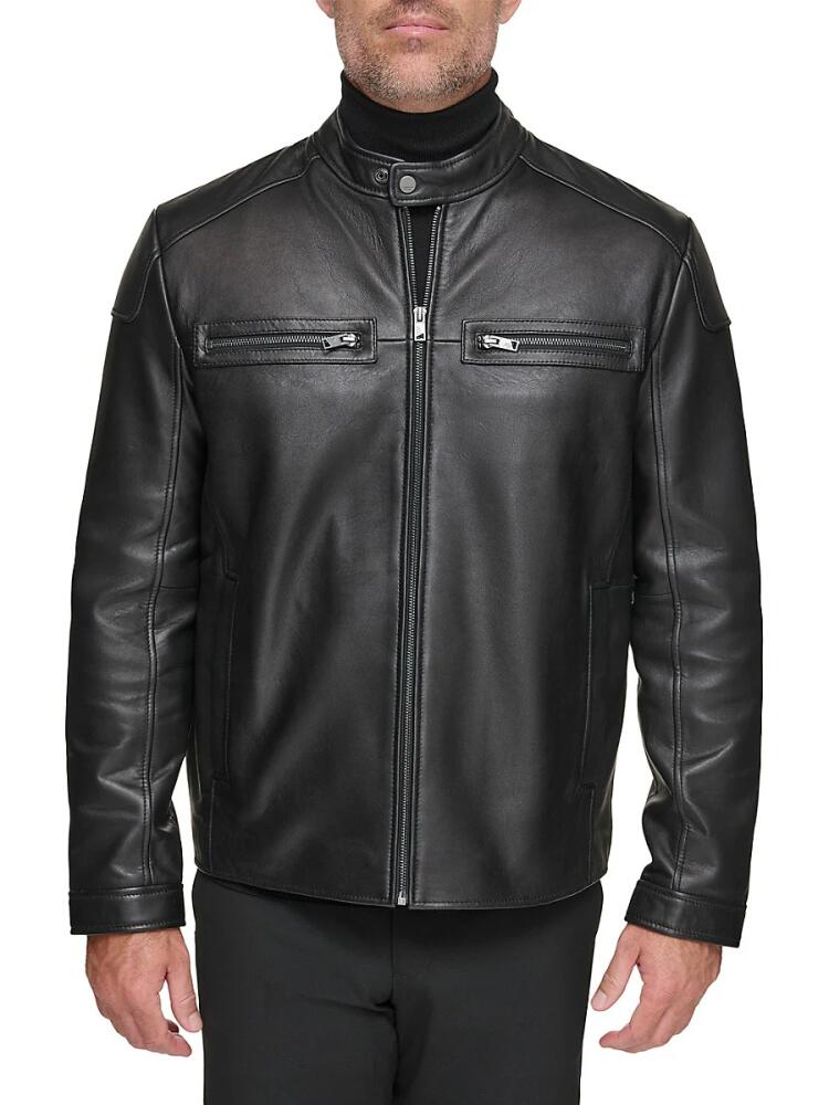 Andrew Marc Men's Bantam Leather Moto Jacket - Black Cover