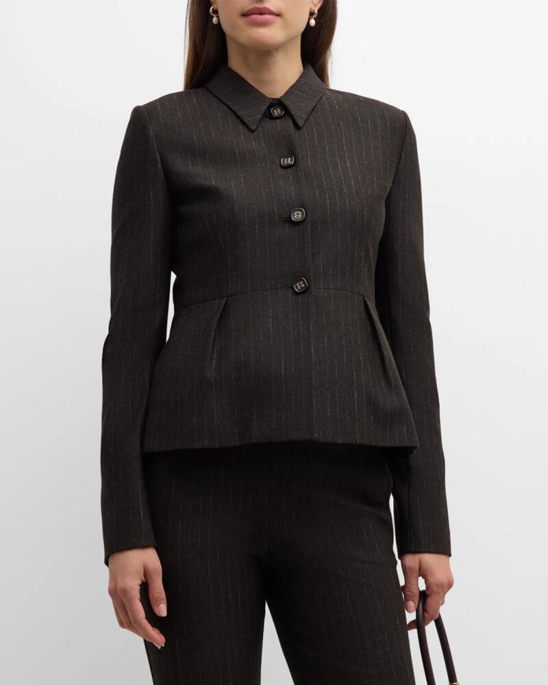 St. John Pinstripe Jersey Pintuck Peplum Jacket Cover