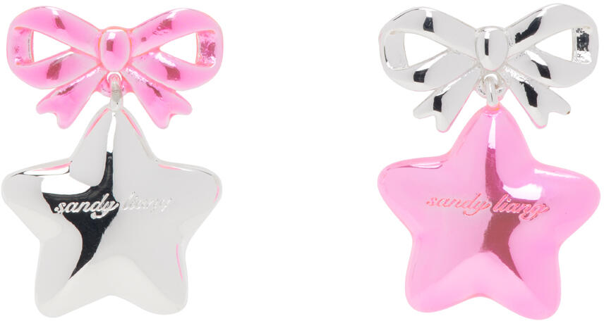 Sandy Liang Silver & Pink Boshi Earrings Cover