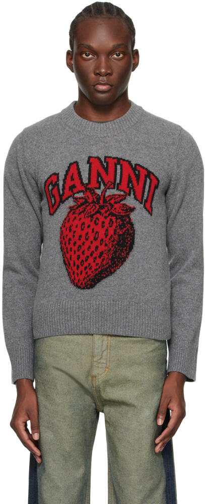 GANNI Gray Strawberry Sweater Cover