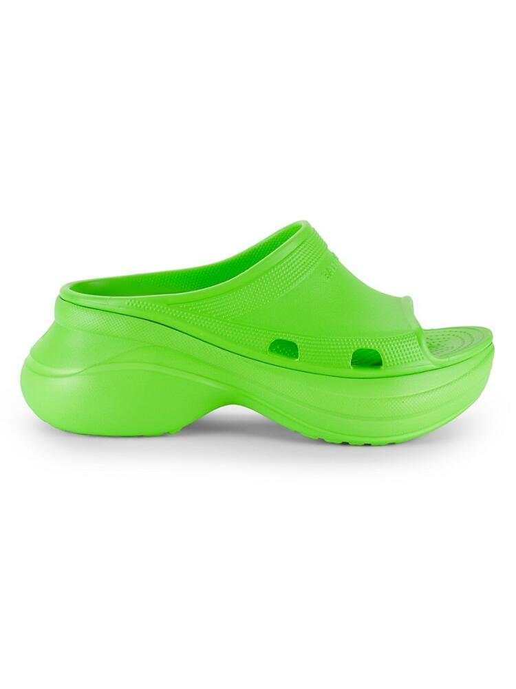 Balenciaga Women's Logo Platform Slides - Green Cover