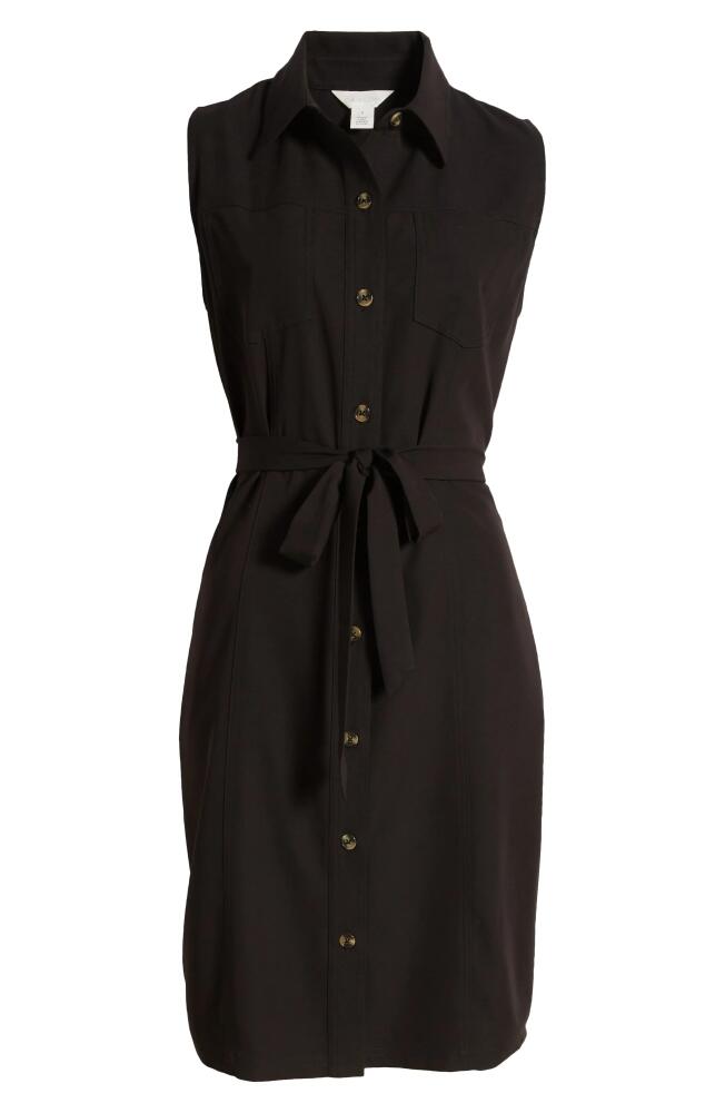 caslon(r) Sleeveless Tie Waist Dress in Black Cover