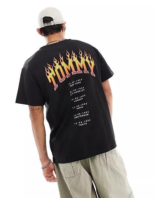 Tommy Jeans relaxed vintage flame t-shirt in black Cover