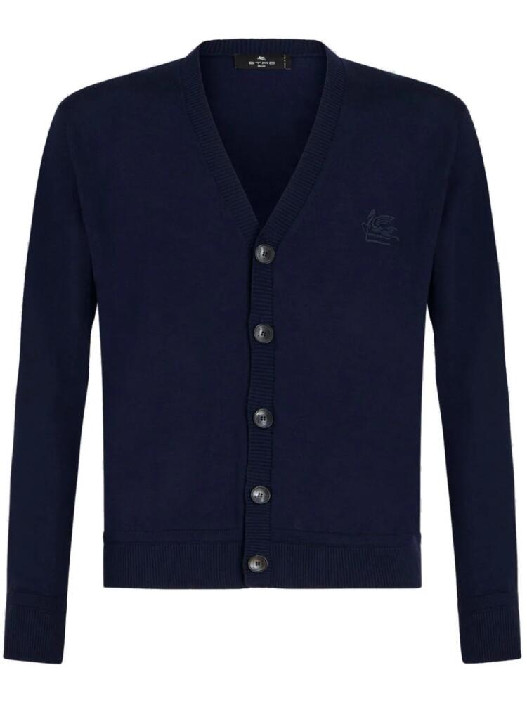 ETRO Pegaso-embroidered V-neck cardigan - Blue Cover