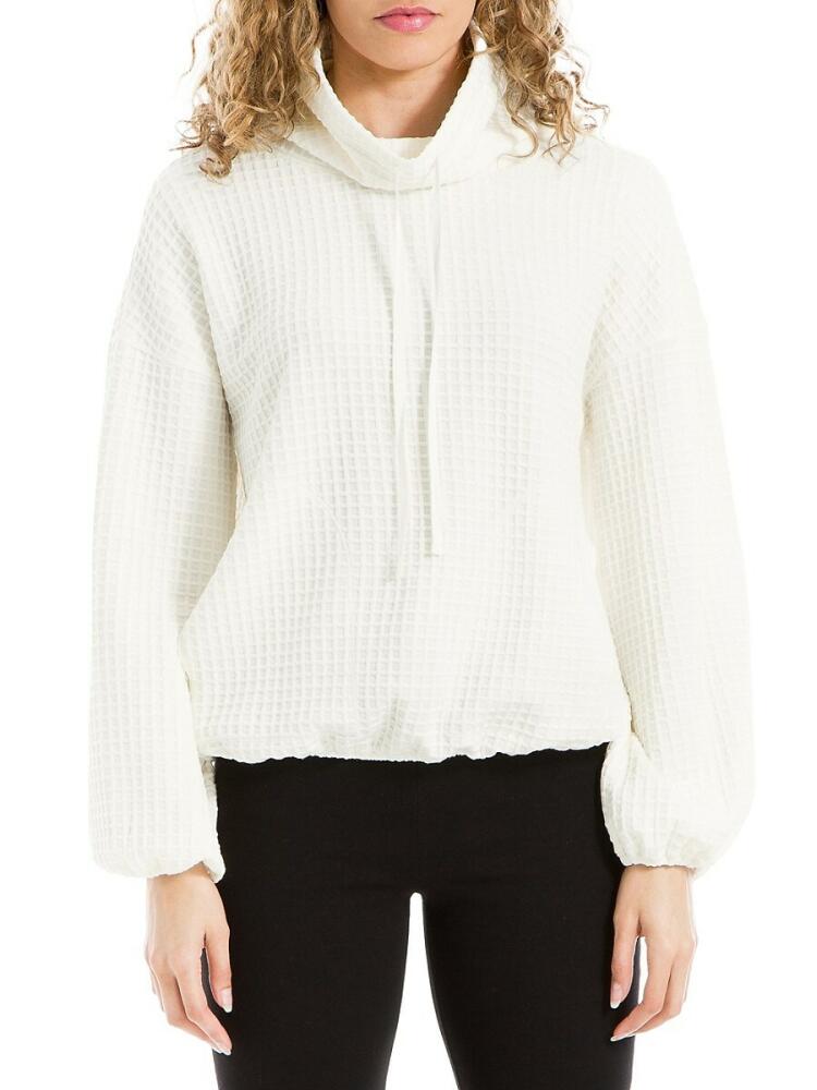 Max Studio Women's Waffle Knit Funnelneck Sweater - Ivory Cover