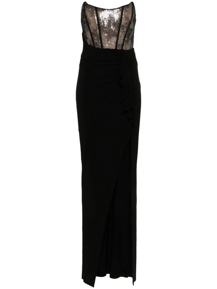 NISSA lace-embellished strapless gown - Black Cover