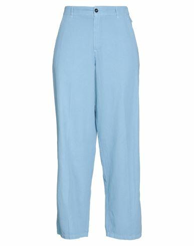 Pence Woman Pants Sky blue Cotton, Linen Cover