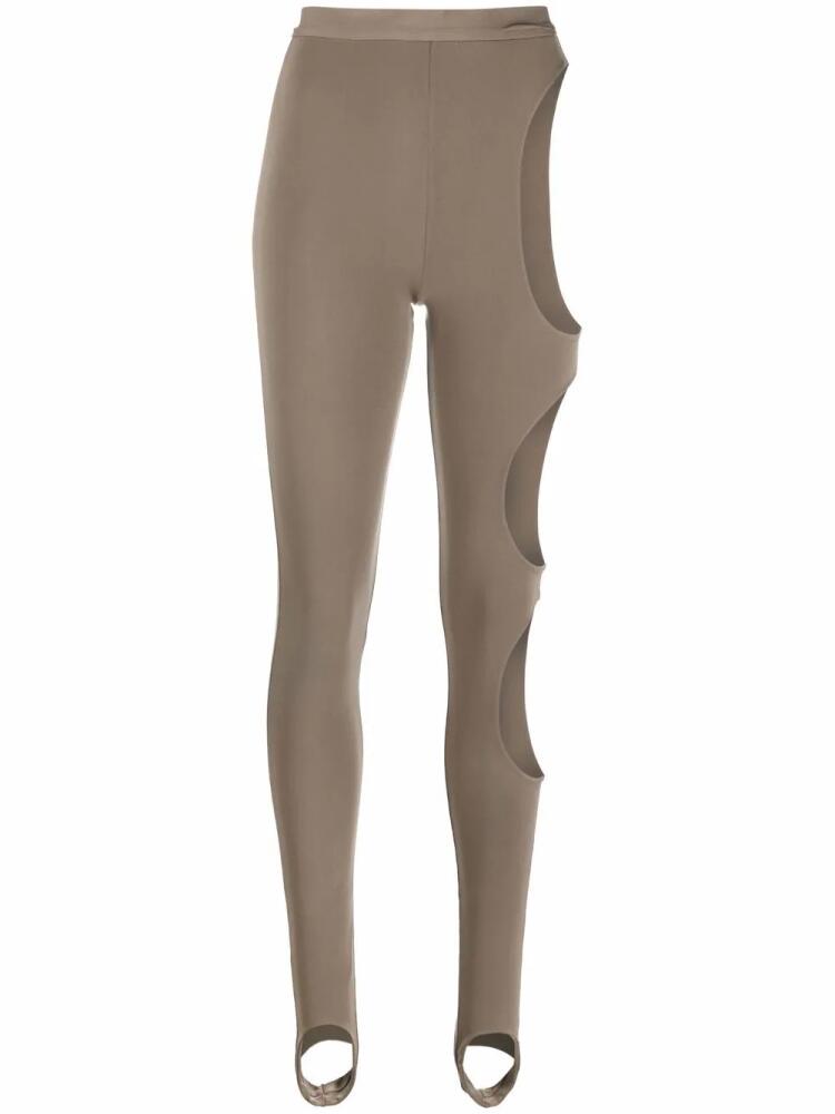 LaQuan Smith cut-out detail stirrup leggings - Green Cover