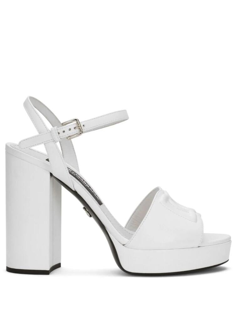 Dolce & Gabbana logo-embroidered platform sandals - White Cover