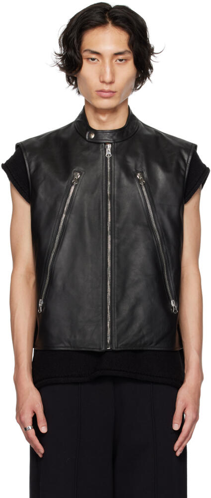 MM6 Maison Margiela Black Cap Leather Jacket Cover