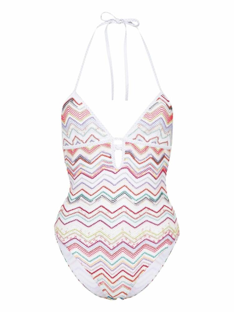 Missoni zigzag plunge swimsuit - White Cover