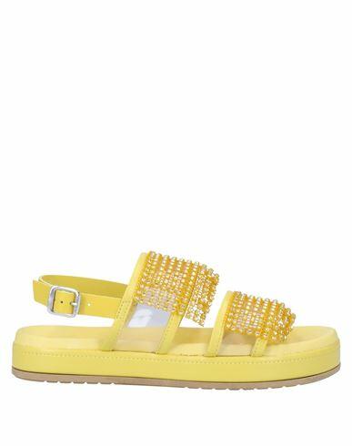 Apepazza Woman Sandals Yellow Soft Leather, Textile fibers Cover