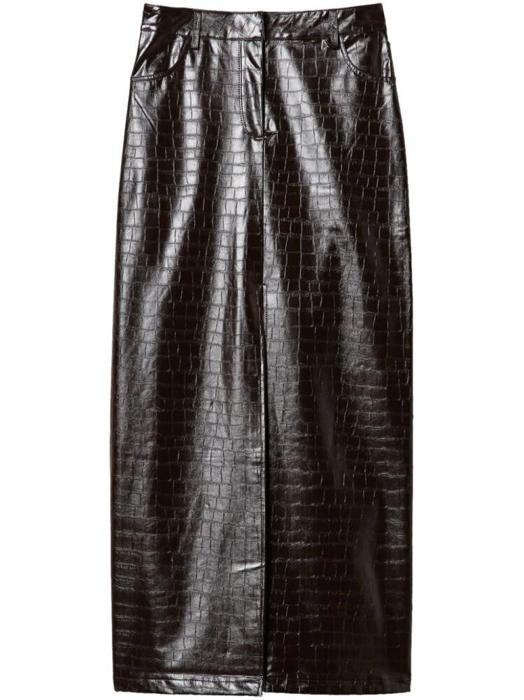 TWINSET crocodile-embossed maxi skirt - Brown Cover