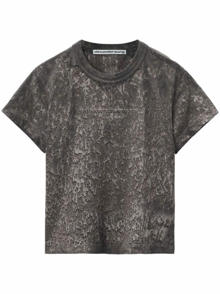 Alexander Wang Splatter-wash cotton T-shirt - Grey Cover